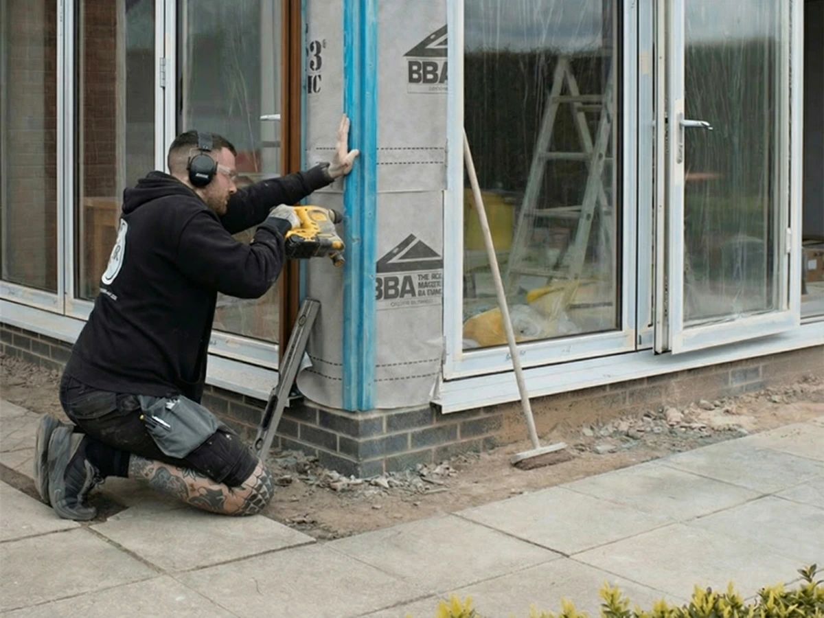 Carpenter Fixing Battens To An Extension
